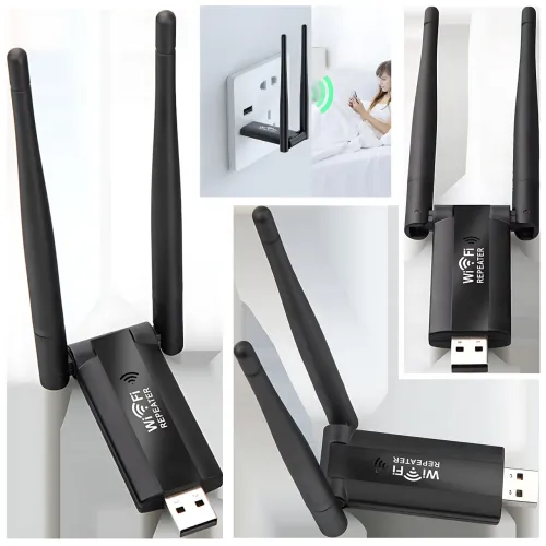 Wi-Fi репітер AND 5558 USB 2.4 GHz, підсилювач сигналу до 100 Мбіт/с, 2 антени, живлення 5V, радіус 20 м, ретранслятор для роутера
