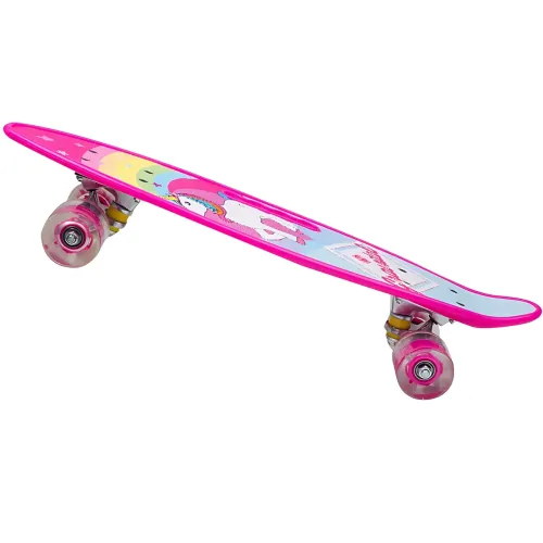 Скейтборд Penny Board 22 Aspink Єдиноріг рожевий з підсвіткою колес та ручкою, дитячий пінні борд до 80 кг, ABEC-7, пластик - фото 5