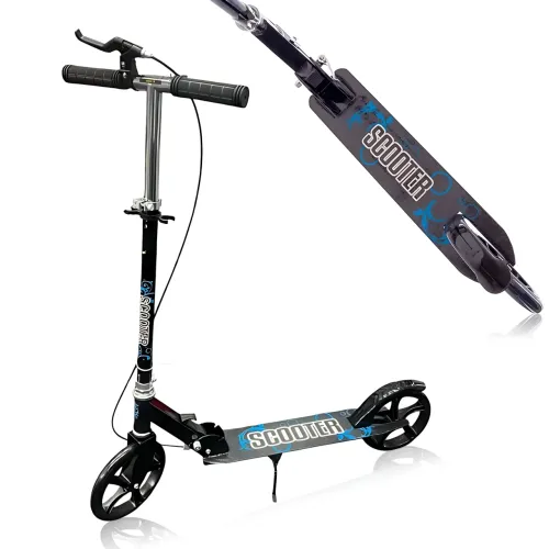 Самокат двоколісний міський Scooter 200 мм PU, складаний, з ручним і ножним гальмом, ABEC-7, до 90 кг, кермо 73-96 см