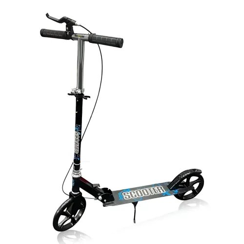 Самокат двоколісний міський Scooter 200 мм PU, складаний, з ручним і ножним гальмом, ABEC-7, до 90 кг, кермо 73-96 см Блакитний - фото 2