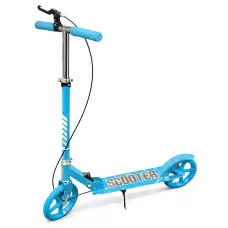 Самокат двоколісний міський Scooter 200 мм PU, складаний, з ручним і ножним гальмом, ABEC-7, до 90 кг, кермо 73-96 см Блакитний