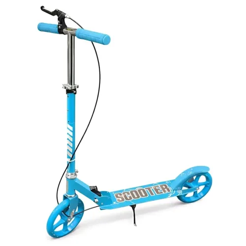 Самокат двоколісний міський Scooter 200 мм PU, складаний, з ручним і ножним гальмом, ABEC-7, до 90 кг, кермо 73-96 см Блакитний