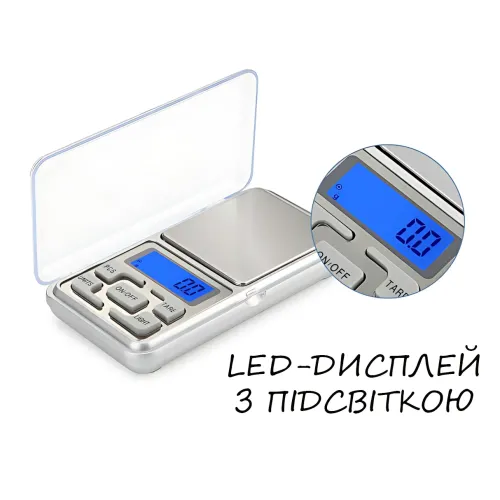 Ювелірні електронні ваги QCP-01, точність 0,1 г, LCD дисплей із підсвіткою, 4 одиниці вимірювання, калібрування, з кришкою, до 500 - фото 6