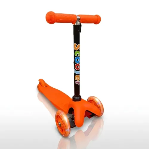 Дитячий триколісний самокат Best Scooter 905 зі світними колесами 110 мм, регульоване кермо, підшипники ABEC-7, до 40 кг Жовтогаря