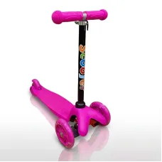 Дитячий триколісний самокат Best Scooter 905 зі світними колесами 110 мм, регульоване кермо, підшипники ABEC-7, до 40 кг Рожевий