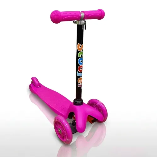 Дитячий триколісний самокат Best Scooter 905 зі світними колесами 110 мм, регульоване кермо, підшипники ABEC-7, до 40 кг Рожевий