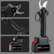 Секатор аккумуляторный PRIC4800 48V профессиональный, электрический садовый секатор до 35 мм, 2 акб, точильный камень, кейс