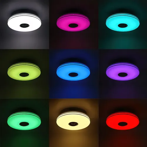 Светодиодная потолочная люстра RGB 38 см 60W с Bluetooth колонкой и пультом управления, LED светильник с цветной подсветкой - фото 17