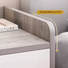 Приліжкова тумбочка STL-MD 76 з 2 ящиками 40×30×45 см, сіро-біла, приліжкова тумба для спальні з МДФ, компактна тумба