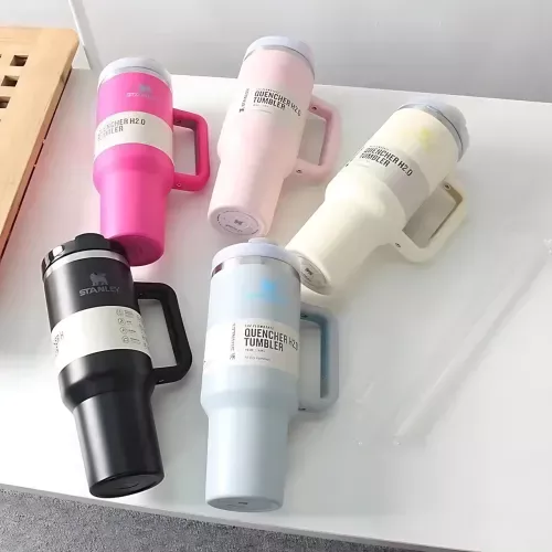 Термокружка-термос Stanley 1200 мл с ручкой и крышкой-поилкой с трубочкой, вакуумная термочашка из нержавеющей стали Черный - фото 9