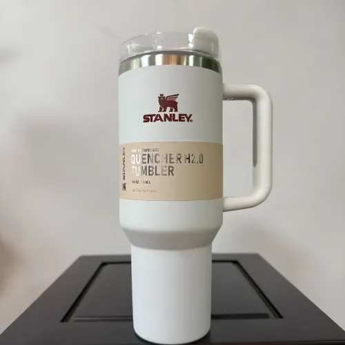 Термокухоль-термос Stanley 1200 мл із ручкою та кришкою-поїлкою з трубочкою, вакуумна термочашка з неіржавкої сталі Білий