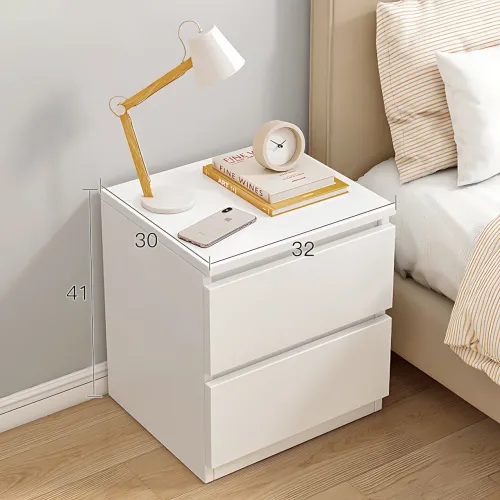 Тумбочка приліжкова STL-MD 78 біла 30×32×41 см, тумба для спальні з 2 шухлядами, компактна приліжкова тумба з ЛДСПо-коричневий - фото 10