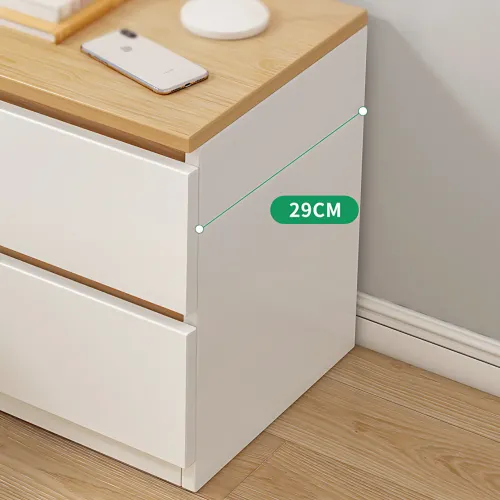 Тумбочка приліжкова STL-MD 78 біла 30×32×41 см, тумба для спальні з 2 шухлядами, компактна приліжкова тумба з ЛДСПо-коричневий - фото 6
