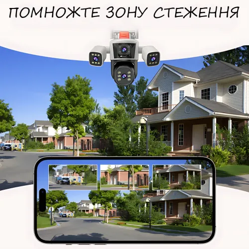 Вулична поворотна WiFi IP камера відеоспостереження 12MP 3 лінзи PTZ, автовідстеження, 10 × зум, нічне бачення, датчик руху - фото 6