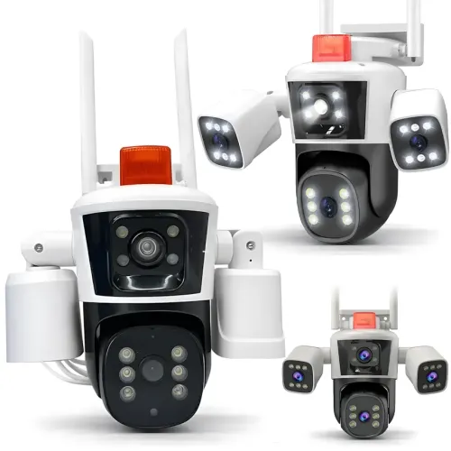 Вулична поворотна WiFi IP камера відеоспостереження 12MP 3 лінзи PTZ, автовідстеження, 10 × зум, нічне бачення, датчик руху
