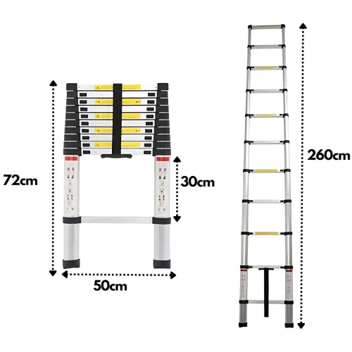 Драбина складана металева LN-2,7, висота 2.7 м, робоча висота 2.9 м, сталь, до 150 кг, протиковзна - фото 8
