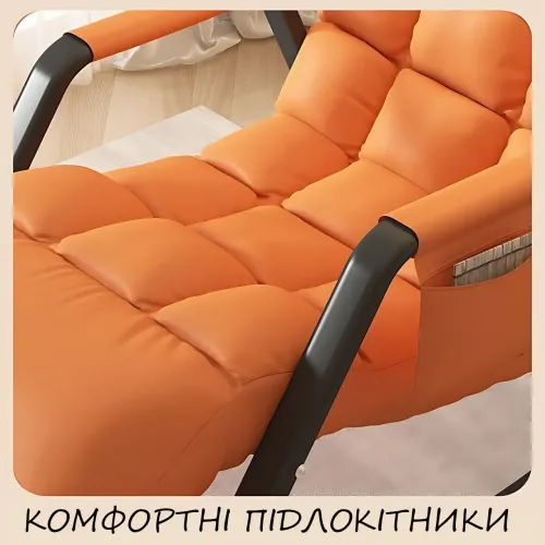 Крісло-гойдалка Y-03, розкладне крісло-ліжко, механізм гойдання, м'яка оббивка, каркас із металу, 145×60 см, оранжевий - фото 6