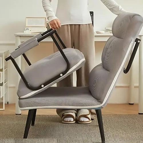 Крісло-ліжко розкладне BK-65, трансформер 2-в-1 з подушкою, до 120 кг, 97 х 65 см Сірий - фото 3