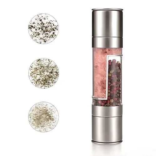 Подвійний млин для перцю та солі 2 в 1 Duo Grinder, механічний, регульований помел, акрил + неіржавка сталь, 150 мл - фото 2
