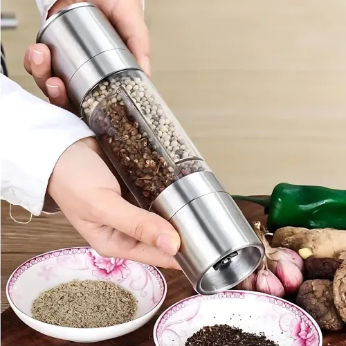 Подвійний млин для перцю та солі 2 в 1 Duo Grinder, механічний, регульований помел, акрил + неіржавка сталь, 150 мл - фото 10