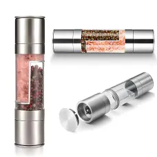 Подвійний млин для перцю та солі 2 в 1 Duo Grinder, механічний, регульований помел, акрил + неіржавка сталь, 150 мл