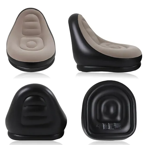 Надувне крісло велюрове з пуфом Inflatable Sofa AT-1591S, флоковане крісло-диван, до 100 кг, 100х100х73 см - фото 4
