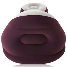Надувное велюровое кресло с пуфиком Inflatable Sofa AT-2591S бордовое, флокированное кресло-диван до 100 кг, 116х98х83 см