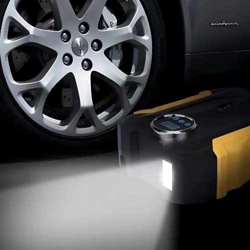 Автомобильный воздушный компрессор 12V, модель 3, 150 PSI, цифровой манометр, автоотключение, LED фонарь, 35 л/мин, насадки - фото 17