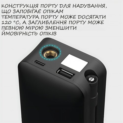 Автомобільний акумуляторний компресор Carsun C3106 4000 мА·г 150 PSI 10 барів, портативний повітряний насос 20 л/хв з LED-дисплеєм - фото 8