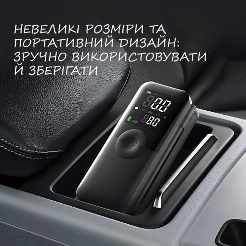 Автомобільний акумуляторний компресор Carsun C3106 4000 мА·г 150 PSI 10 барів, портативний повітряний насос 20 л/хв з LED-дисплеєм - фото 9