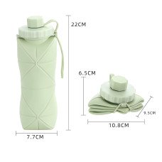 Складная силиконовая бутылка для воды с герметичной крышкой и петлей, спортивная фляга, 600 мл