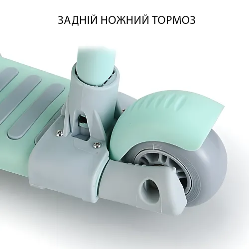 Дитячий триколісний самокат QL52-B зі світними колесами, складаний, з кошиком, до 50 кг, блакитний Рожевий - фото 3