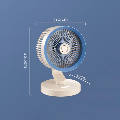 Портативний настільний USB-вентилятор SkeBerg JX-80 з LED-підсвіткою і вбудованим нічником, біло-синій - фото 10