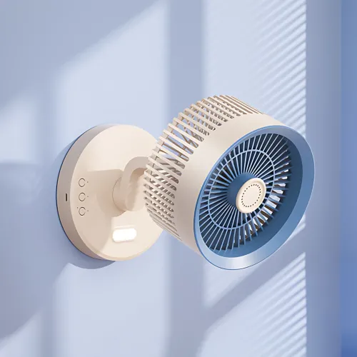 Портативний настільний USB-вентилятор SkeBerg JX-80 з LED-підсвіткою і вбудованим нічником, біло-синій - фото 3