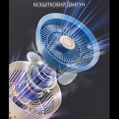 Портативний настільний USB-вентилятор SkeBerg JX-80 з LED-підсвіткою і вбудованим нічником, біло-синій - фото 7