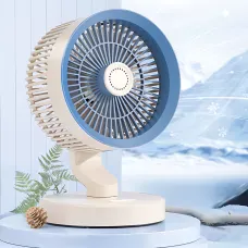 Портативний настільний USB-вентилятор SkeBerg JX-80 з LED-підсвіткою і вбудованим нічником, біло-синій