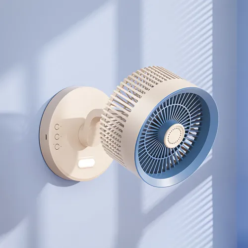 Портативный настольный USB вентилятор SkeBerg JX-80 с LED-подсветкой и встроенным ночником, бело-синий - фото 3