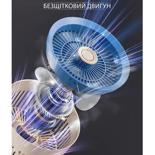 Портативний настільний USB-вентилятор SkeBerg JX-80 з LED-підсвіткою і вбудованим нічником, біло-синій - фото 7