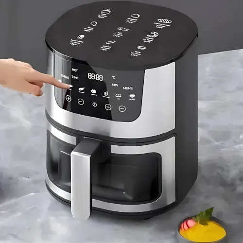 Потужна цифрова аерофритюрниця AIR FRYER (2400 Вт, 7 л) з оглядовим вікном, мультипіч без олії з антипригарним покриттям, чорний - фото 7