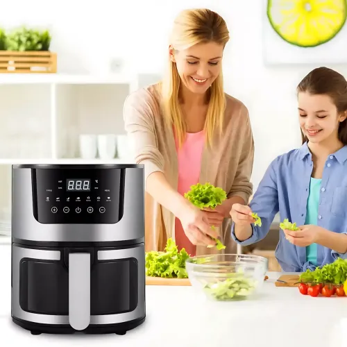 Потужна цифрова аерофритюрниця AIR FRYER (2400 Вт, 7 л) з оглядовим вікном, мультипіч без олії з антипригарним покриттям, чорний - фото 10