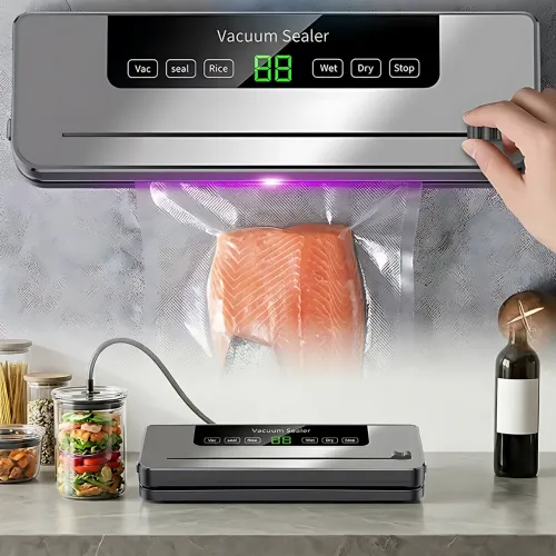 Вакууматор побутовий для продуктів Sous Vide з УФ-стерилізацією і вбудованим ножем, 600 Вт, для сухих і вологих продуктів, Acmelig - фото 2