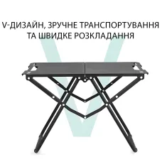Складаний туристичний стіл для кемпінгу з вуглецевої сталі, чорний чотиримісний стіл для пікніка та риболовлі