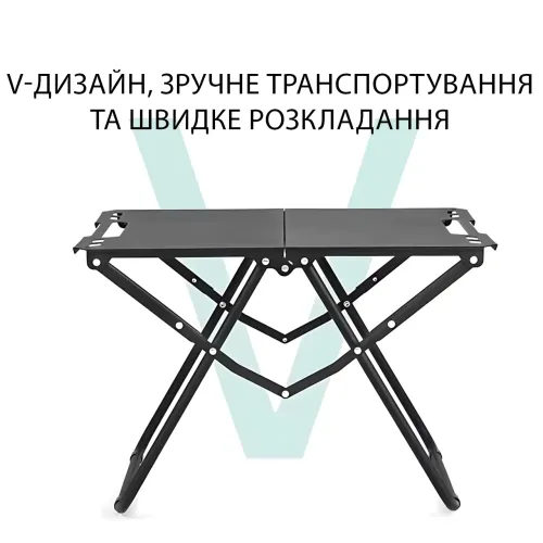 Складаний туристичний стіл для кемпінгу з вуглецевої сталі, чорний чотиримісний стіл для пікніка та риболовлі - фото 5