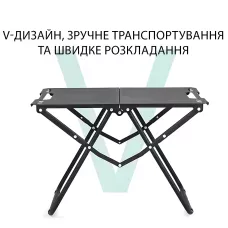 Складаний туристичний стіл для кемпінгу з вуглецевої сталі, чорний чотиримісний стіл для пікніка та риболовлі