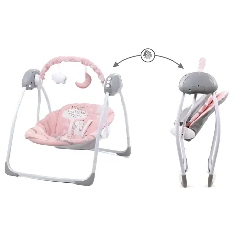 Детские электронные качели X-645 автоматические с музыкальным блоком и дугой с игрушками (укачивающий центр для новорожденных) Зеленый - фото 4