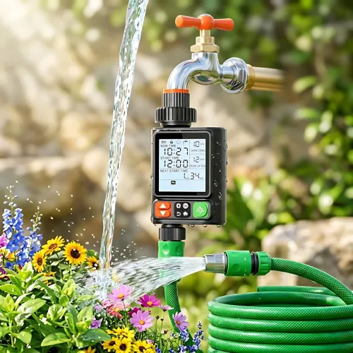 Розумний програмований таймер поливання XON Water Timer X-344, 3/4, до 10 програм, РК-дисплей, IP54, для саду та городу, чорний