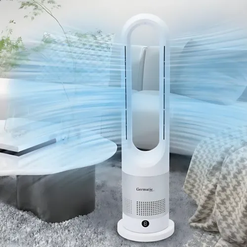 Підлоговий безлопатевий вентилятор-нагрівач Germatic AM-030JR 2в1, 1200 Вт, LED-дисплей, сенсорне керування, пульт ДК - фото 4