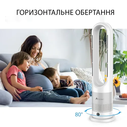 Підлоговий безлопатевий вентилятор-нагрівач Germatic AM-030JR 2в1, 1200 Вт, LED-дисплей, сенсорне керування, пульт ДК - фото 7