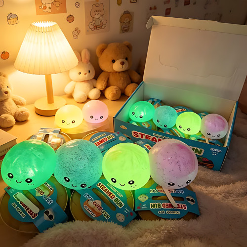 Сенсорна іграшка-антистрес «Пельмень у пароварці» (Squishy Dumpling) з блискітками, що світиться в темряві, 9 см - фото 7