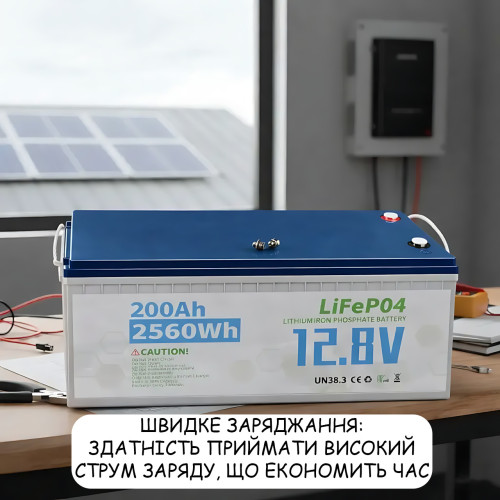 Акумулятор LiFePO4 12 V 200 Ah, літій-залізо-фосфатна акумуляторна батарея для ДБЖ, сонячних систем і кемпінгу - фото 6
